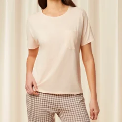 Haut De Pyjama T-shirt Avec Poche Beige Triumph en coton