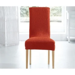 Housse de chaise extensible tissage en relief - Terracotta