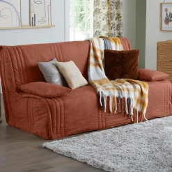 Housse de clic-clac KEVA SUEDINE 2 places marron noisette