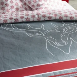 Housse de couette + 2 taies d'oreiller 63x63 coton HORS PISTE Cerf