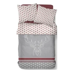 Housse de couette + 2 taies d'oreiller 63x63 coton HORS PISTE Cerf