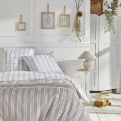 Housse de couette Beige Coton 57 Fils Imprimé Berenice - Charme