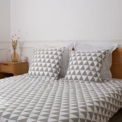 Housse de couette coton LORENZ - gris/blanc
