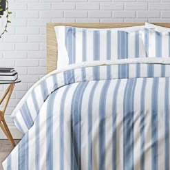 Housse de couette coton MARKUS - Bleu et blanc