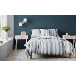 Housse de couette coton MARKUS - Bleu et blanc