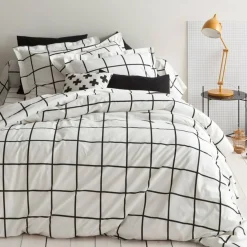 Housse de couette coton PIASTRELLA - Noir/Blanc