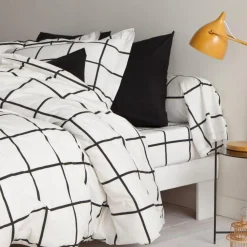 Housse de couette coton PIASTRELLA - Noir/Blanc