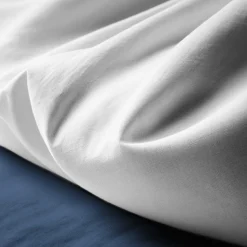 Housse de couette Coton TERTIO® - Blanc / Bleu indigo