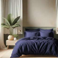Housse de couette coton TERTIO® - Bleu Indigo
