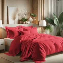 Housse de couette Coton TERTIO® - Rouge Carmin