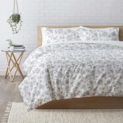 Housse de couette coton Tree Life - Blanc et Gris