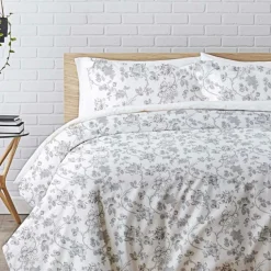 Housse de couette coton Tree Life - Blanc et Gris