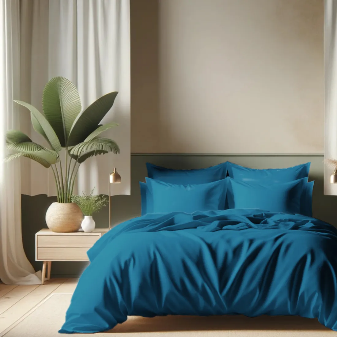Housse de couette coton TERTIO®- Bleu Canard