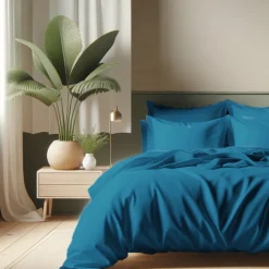 Housse de couette coton TERTIO®- Bleu Canard