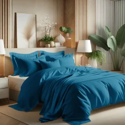 Housse de couette coton TERTIO®- Bleu Canard