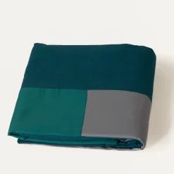 Housse de couette en coton TRIO - Bleu Canard / Gris