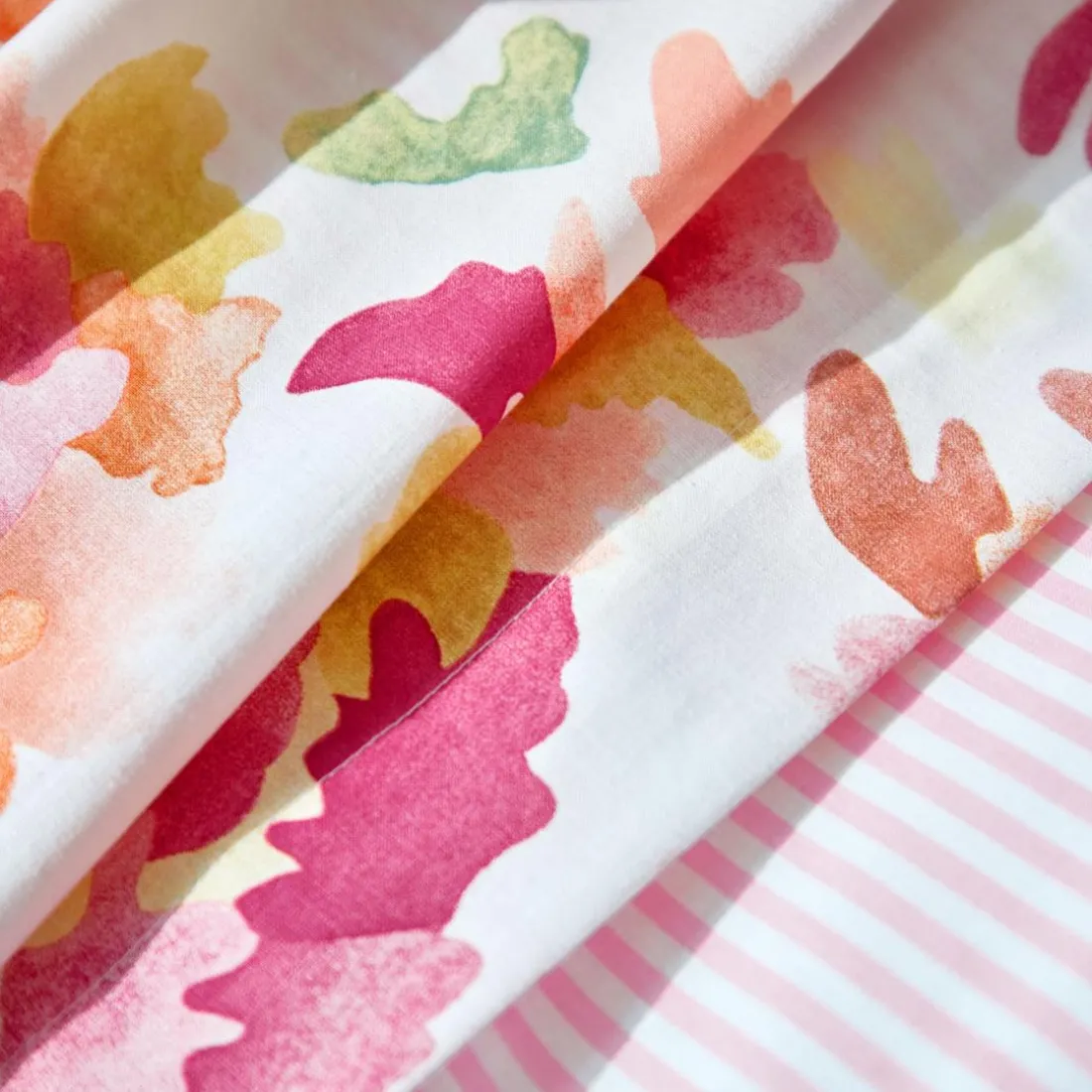 Housse de couette en coton VALSE FLEURIE motif pivoine rose