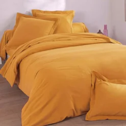 Housse de couette en flanelle uni LAUREAT, jaune soleil