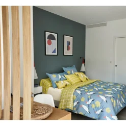 Housse de couette en percale de coton LOVE BIRDS Denim