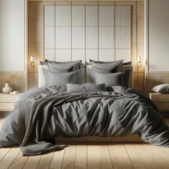 Housse de couette gaze de coton TERTIO® - Anthracite