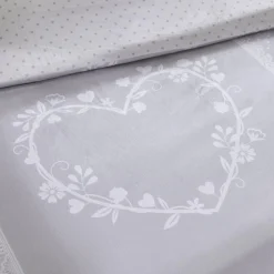 Housse de couette Grise Coton 57 Fils Imprimé Constance - Charme