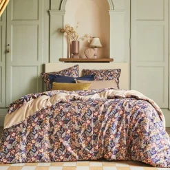 Housse de couette imprimée en satin de coton, Folk-flowers