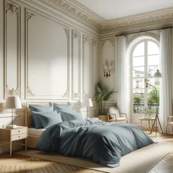 Housse de couette percale de coton TERTIO® - Gris perle