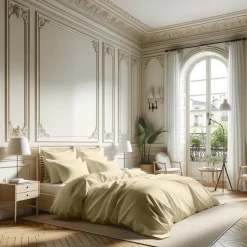 Housse de couette percale de coton TERTIO® - Beige Ficelle