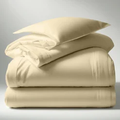 Housse de couette percale de coton TERTIO® - Beige Ficelle