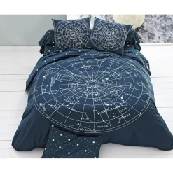 Housse de couette réversible CONSTELLATION bleu en coton