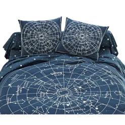 Housse de couette réversible CONSTELLATION bleu en coton