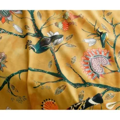 Housse de couette réversible JARDIN EXTRAORDINAIRE jaune en coton