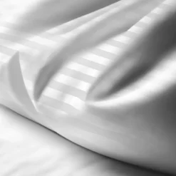 Housse De Couette Satin De Coton 2 faces uni / rayé TERTIO® -Blanc