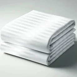 Housse De Couette Satin De Coton 2 faces uni / rayé TERTIO® -Blanc