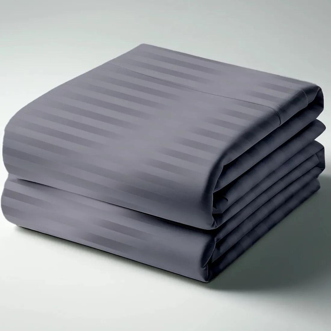 Housse de couette satin de coton 2 faces uni / rayé TERTIO® - Anthracite
