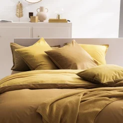 Housse de couette unie réversible Jaune Marron Bons Jours
