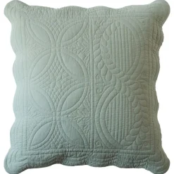 Housse de coussin boutis en coton BAILLARGUES vert amande