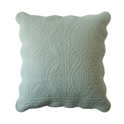 Housse de coussin boutis en coton BAILLARGUES vert amande