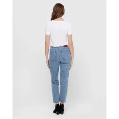 Jean coupe droite Court bleu en coton Liz