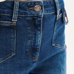 Jean droit bleu en coton