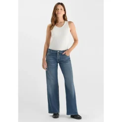 jean droit femme bleu en coton Meg