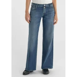 jean droit femme bleu en coton Meg