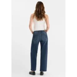 Jean droit femme bleu en coton Nora