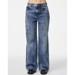 Jean droit taille haute en coton Selma bleu Amy