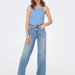 Jean Flare Taille haute ONLMADISON - Bleu en coton Rose