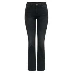 Jean flared taille moyenne noir en coton Léna