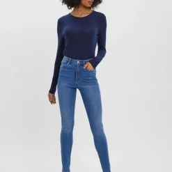 Jean skinny Skinny Fit Taille haute bleu Zoé