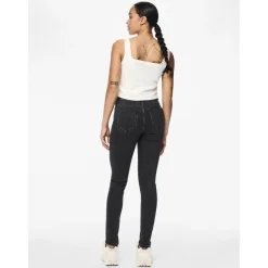 Jean skinny taille haute Dea gris en coton Fawn