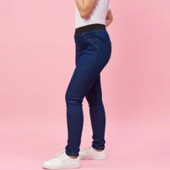 Jean taille élastique plane grandes tailles femme - bleu foncé