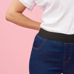 Jean taille élastique plane grandes tailles femme - bleu foncé